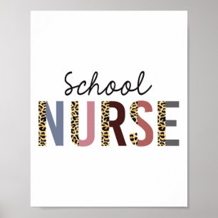 Schoolverpleegster Luipaardprint Verpleegkundige C Poster