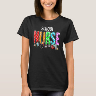 Schoolverpleegster Pset Red Love Heart Stethoscoop T-shirt