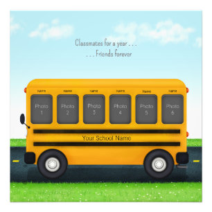Schoolvrienden Gepersonaliseerde School Bus 6 Foto Afdruk