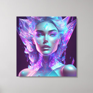 Schoon ai-kunstwerk Mooie Icy Glasachtige Vrouw Canvas Afdruk