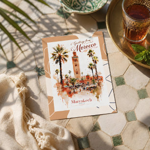 Schoon aquarel Marrakech Rode Medina Briefkaart