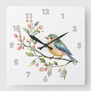 Schoon Aquarel Vogel Vierkante Klok