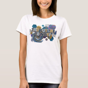 Schoon Blauw DE TOEKOMST IS NU Draagbare Kunst T-shirt