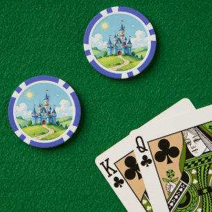 Schoon blauw en wit kasteel poker chips