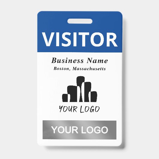 Schoon Blauw Witte Bezoeker 2 Logo's Sjabloon Badge (Voorzijde)