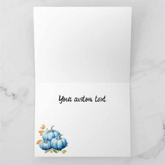 Schoon Blauwe Waterverf Pompoenen Kaart (Binnen)