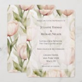 Schoon Blozend Roze Crème Tulpen Bloemige Huwelijk Kaart (Voorkant / Achterkant)