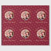 Schoon Bos Bourgondië Gouden Sneeuwvlokken Kerstmi Cadeaupapier (Vlak)