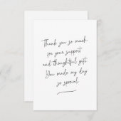 Schoon en chic handgeschreven script zwart wit bedankkaart (Voorkant / Achterkant)