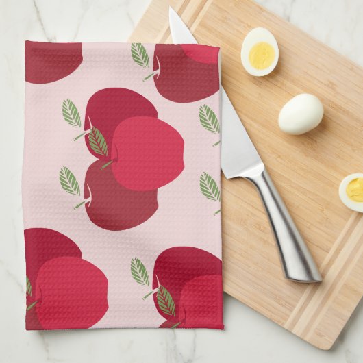 Schoon en helder: rode Apple Mark keukenhanddoek (Quarter Fold)