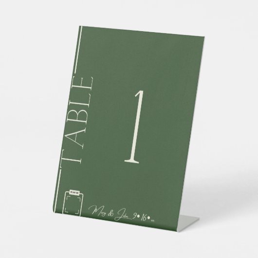 Schoon Esthetisch Donkergroen Tafelnummer Reclamebord Met Voetstuk (Voorkant)