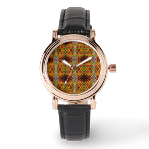 Schoon gebrandschilderd raam patroon horloge