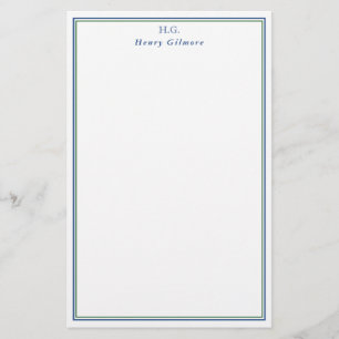 Schoon Groen Marine Blauw Monogrammed Briefpapier