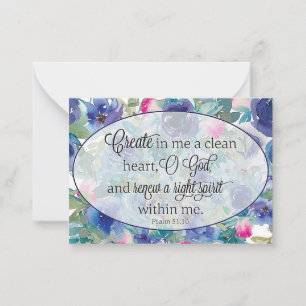 Schoon hart blauw en roze bloemmotief notitiekaartje