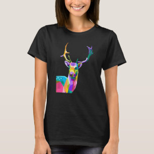 Schoon hertenhoofd kleurrijk hertengewei t-shirt