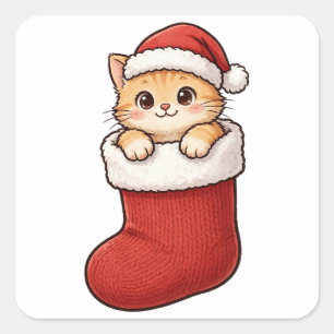 Schoon Kitten Kerstmuts Sticker