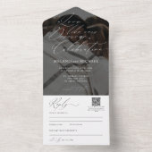 Schoon Klassiek Modern Script QR Code Fotobruiloft All In One Uitnodiging (Binnen)