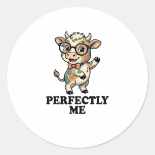 Schoon Koeien Shirt Met Bril Perfecte Sfeer Ronde Sticker