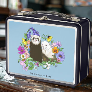 Schoon Maanziek Blauw Lief Bloemstuk Fretjes Paar 