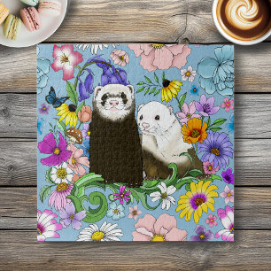 Schoon Maanzieke Blauwe Malse Bloemige Fretjes Paa Legpuzzel