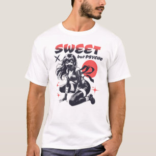 Schoon maar Psycho Anime Ninja Meisje T-shirt