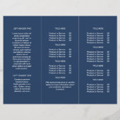 Schoon marineblauw bedrijfslogo trifold brochure (Achterkant)