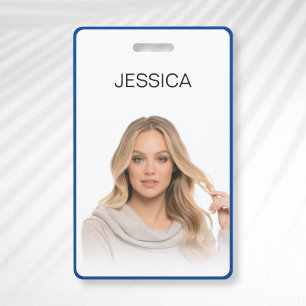Schoon Minimaal Blauw Bedrijfs Personeel Foto ID Badge