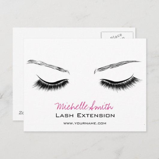 Schoon Minimaal Zwart Wimper Extensie Schoonheidss Briefkaart (Voorkant / Achterkant)