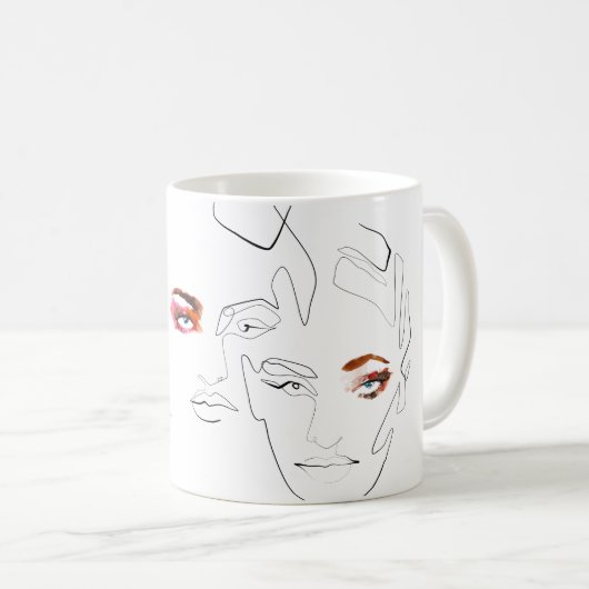 Schoon Minimal Lijnkunst Waterverf Make-up Artiest Koffiemok (Voorkant rechts)