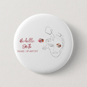 Schoon Minimal Lijnkunst Waterverf Make-up Artiest Ronde Button 5,7 Cm