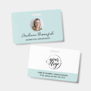 Schoon Mintgroen Foto Logo Professioneel Toegangs- Badge