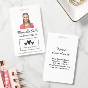 Schoon modern zwart borstelschrift logo foto ID Badge