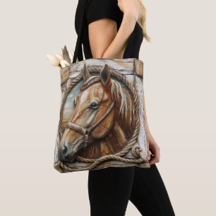 Schoon Paard Touw Houtsnijwerk Draagtas