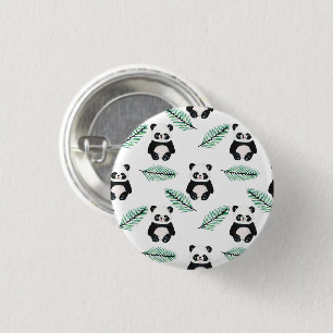 Schoon panda en palmblad patroon ronde button 3,2 cm