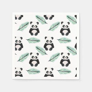 Schoon panda- en palmbladpatroon servet