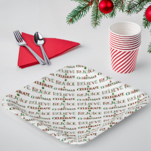 Schoon Rood Groen Kerstpatroon Papieren Bordje