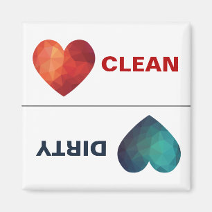 Schoon rood hart en vuile blauwe hart vaatwasser magneet