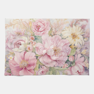 Schoon roze pioenrozen waterverf theedoek