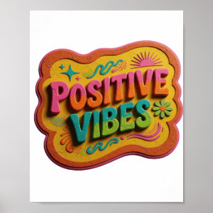 Schoon roze POSITIEVE VIBES Tekst ontwerp Poster