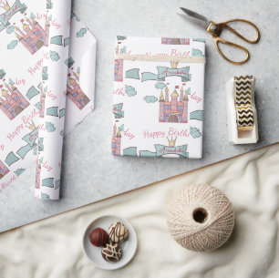 Schoon Roze Sprookjes Prinses Kasteel Aangepaste N Cadeaupapier