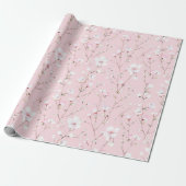 Schoon Roze Wit Bloemig Bruidsfeest Cadeaupapier (Uitgerold)