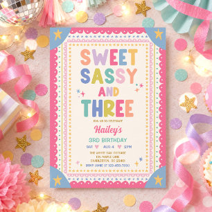 Schoon, Sassy En Drie Whimsical Meisje 3e Verjaard Kaart