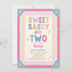 Schoon, Sassy En Twee Whimsical Meisje 2de Verjaar Kaart