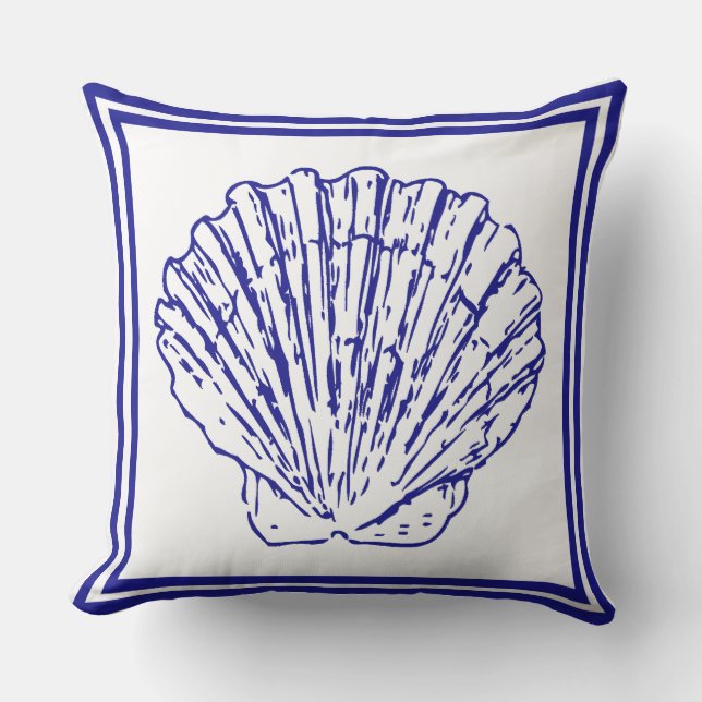 Schoon scheepsontwerp blauw Shell Buitenkussen (Voorkant)
