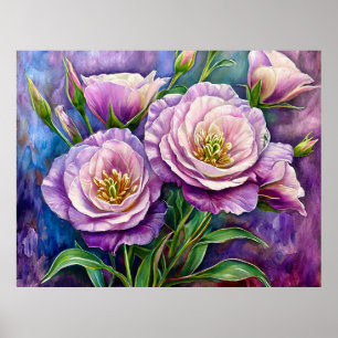 Schoon Schilderij van Paarse Bloemen Poster