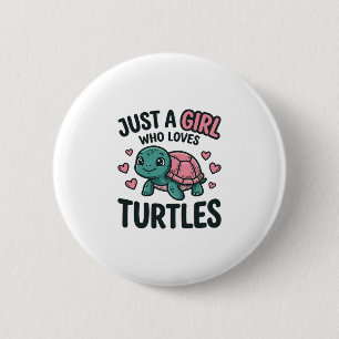 Schoon Schildpad Liefhebber Meisje Vintage Gravure Ronde Button 5,7 Cm