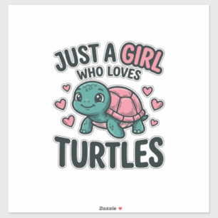 Schoon Schildpad Liefhebber Meisje Vintage Gravure Sticker