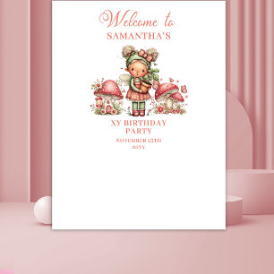 Schoon Sprookjesroze Bloemen Verjaardagsbanner Wandkleed