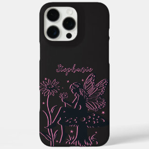 Schoon Sprookjeszwammetje en Bloem Zwart & Roze iPhone 16 Pro Max Hoesje