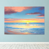 Schoon strand zonsondergang schilderij canvasprint canvas afdruk (Insitu (Houten vloer))